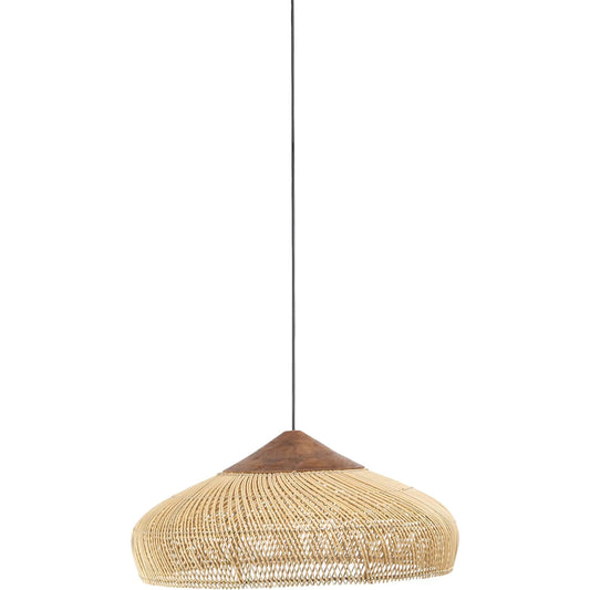 D-Bodhi Banjo Pendant by LH Imports in natural and natural, gold. Made from reclaimed teak wood, natural rattan, iron in a cottage & farmhouse style.