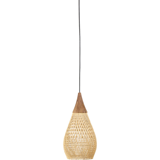 001 SI-2004222 | Primary Silo | D-Bodhi Horn Pendant by LH Imports. Made from reclaimed teak wood, natural rattan, iron in a cottage & farmhouse style.