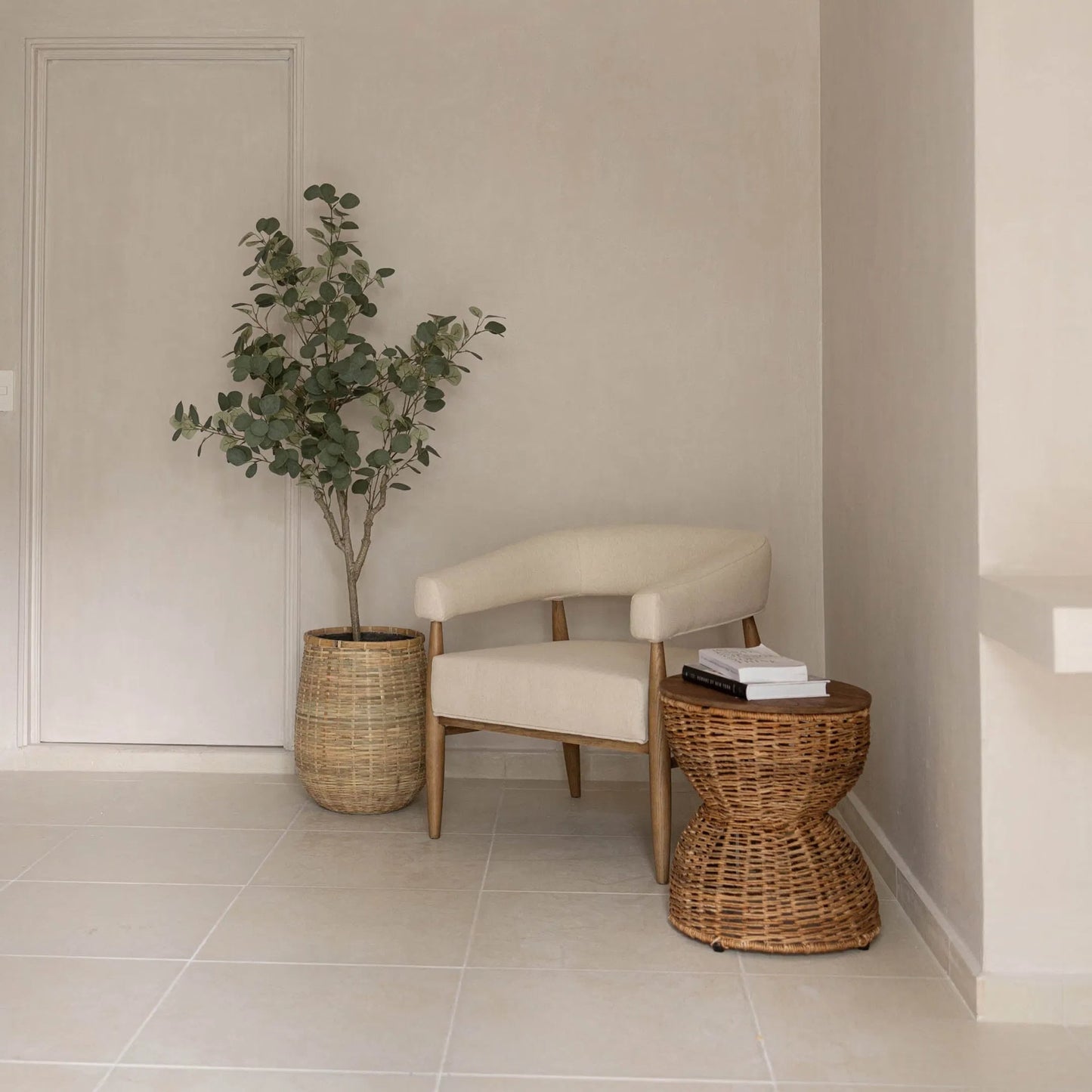 002 SI-2004229 | Lifestyle | D-Bodhi Rebana Stool by LH Imports in alto. Made from reclaimed teak, iron, abaca in a cottage & farmhouse style.