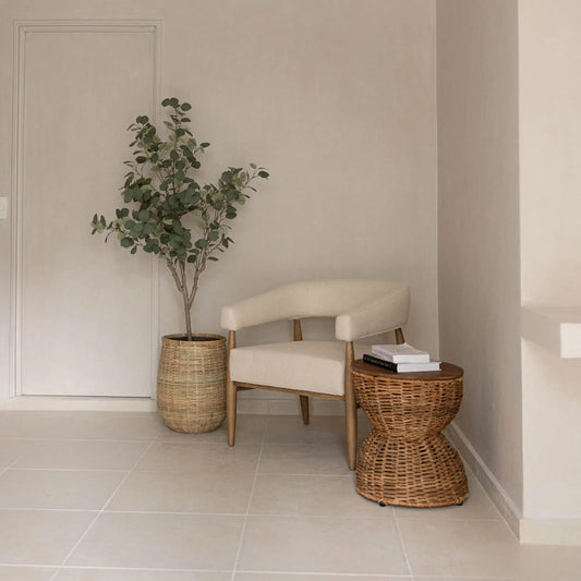 D-Bodhi Rebana Stool by LH Imports in alto. Made from reclaimed teak, iron, abaca in a cottage & farmhouse style.