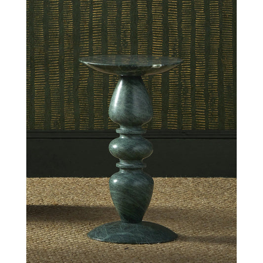 Nubia Green Accent Table by Currey and Company in natural. Made from evergreen marble in a eclectic & global style.