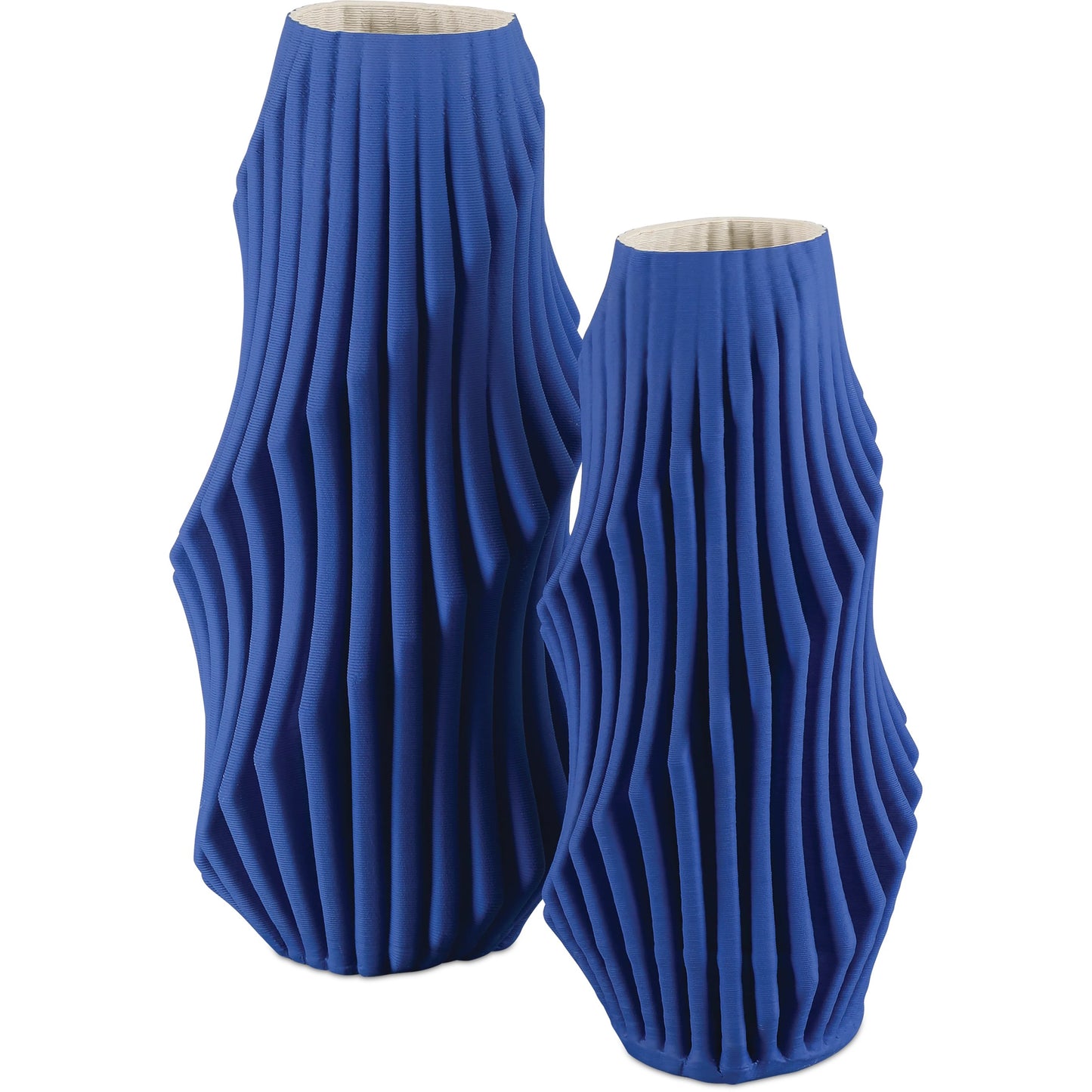 008 SI-2191806 | Additional Silo | Pleat Vase by Currey and Company in cobalt blue. Made from porcelain in a modern style.