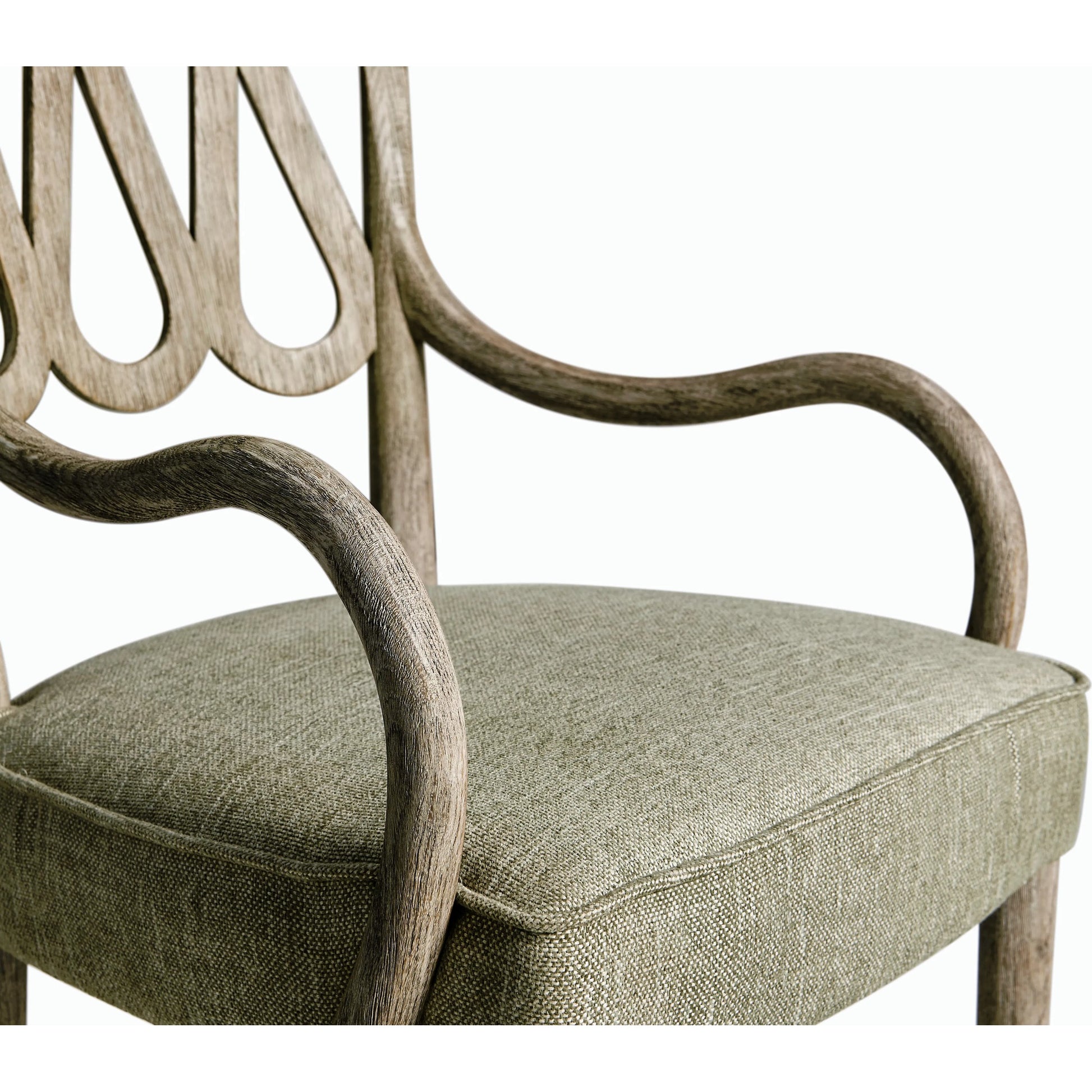 Ampney Arm Chair (Set of 2) by Jonathan Charles in light brown and washed grey oak. Made from oak, foam, fabric in a traditional style.