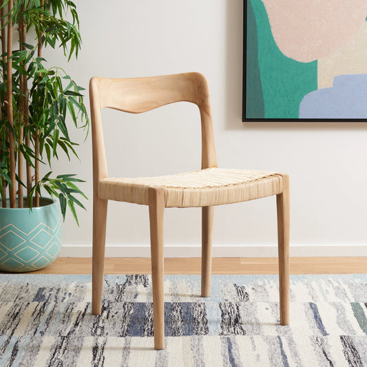 Sand Wicker Dining Chair by HedgeApple Essentials in natural. Made from rattan wicker, teak wood in a modern style.