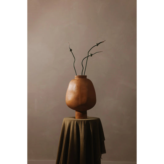 Oma Decorative Vessel by Moe's Home Collection in beige. Made from ecomix in a modern style.