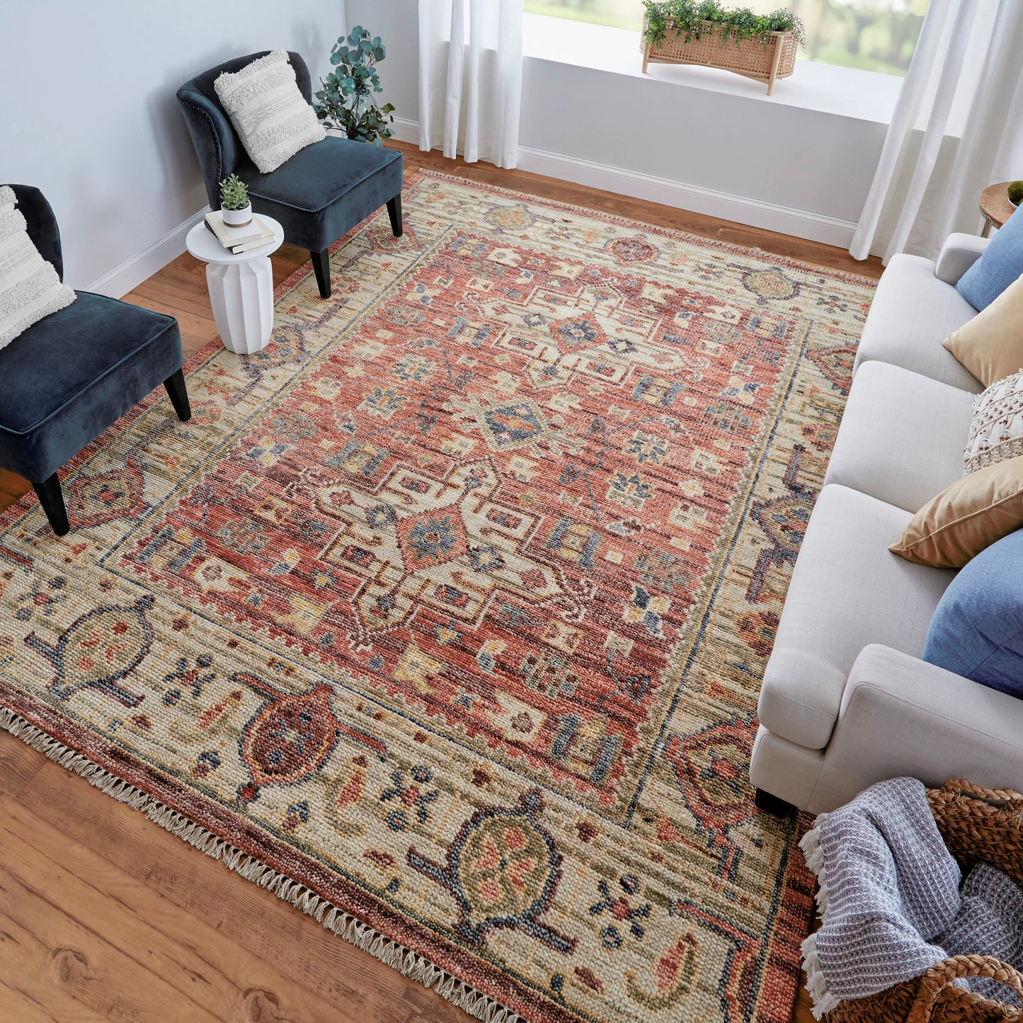 007 SI-2158849 | Lifestyle | Fillmore Transitional Rug - FIL69CKF by Feizy in red, ivory, gold. Made from wool in a unique style.