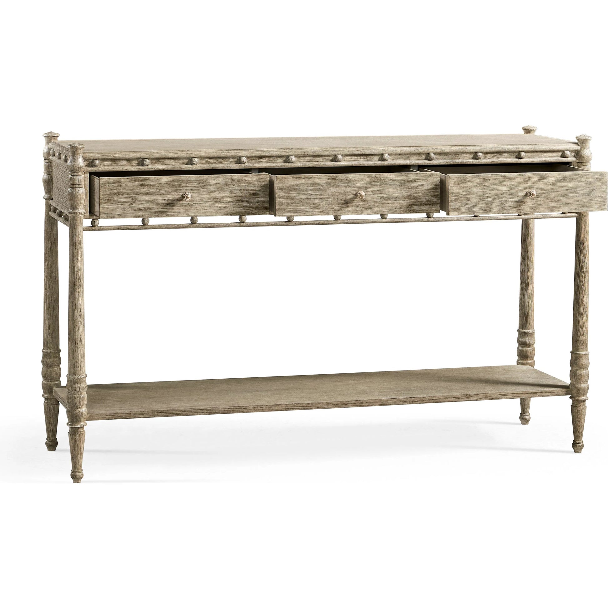Morris Console Table by Jonathan Charles in greyed oak. Made from oak in a traditional style.