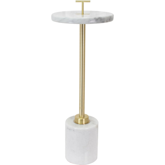 Dean Drink Table by Couture Lamps in white marble and metal. Made from marble, metal in a modern style.