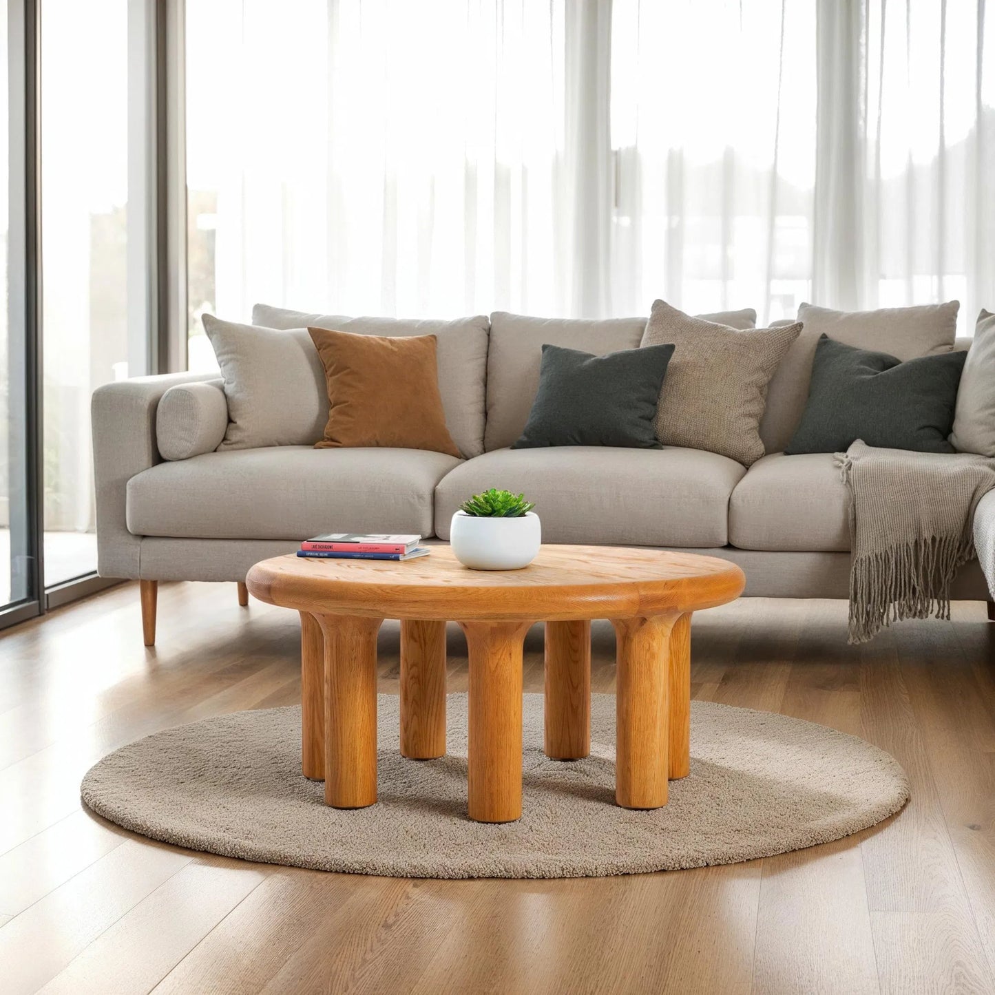 006 SI-2325023 | Lifestyle | Destiny Coffee Table by LH Imports in brown and natural oak. Made from solid oak, oak veneer in a transitional style.