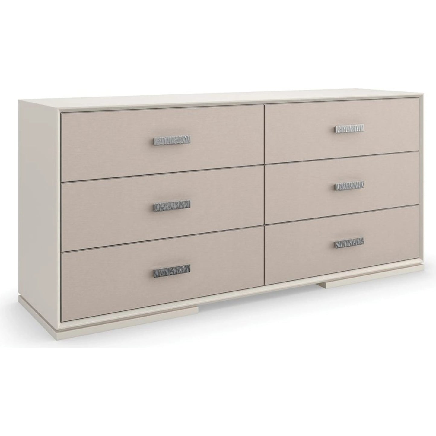 001 SI-2162860 | Primary Silo | Silver Lining Dresser by Caracole in silver and almond milk, brushed stainless. Made from poplar in a unique style.
