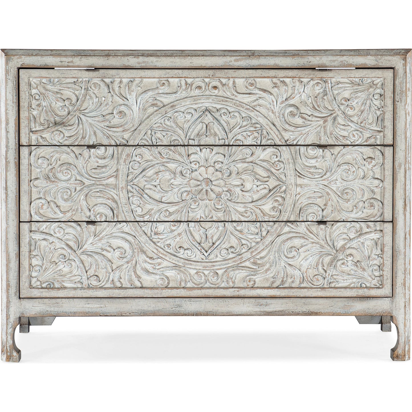 002 SI-1996329 | Additional Silo | La Grange Lockhart Three-Drawer Accent Chest by Hooker Furniture in antique white. Made from pecan veneers in a transitional style.