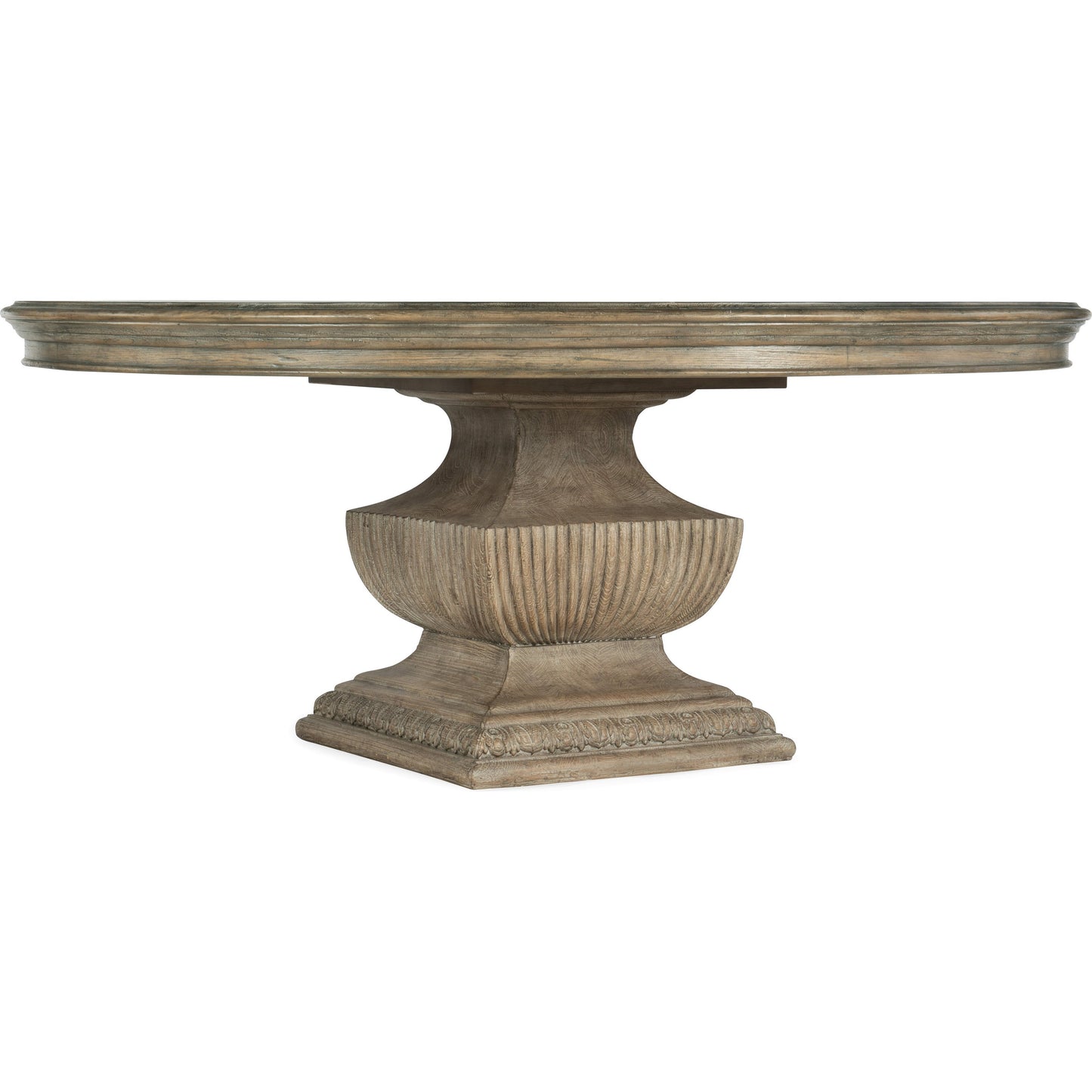 001 SI-1748583 | Primary Silo | Castella Round Dining Table by Hooker Furniture in antique slate. Made from pecan, quartered hickory, quartered black walnut, quartered ash, maple veneers with resin in a traditional style.