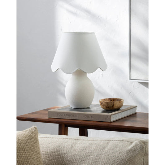 Dolce Table Lamp - 530714 by Livabliss in body: white, shade: white, cord: translucent and glazed. Made from ceramic, cotton in a modern style.
