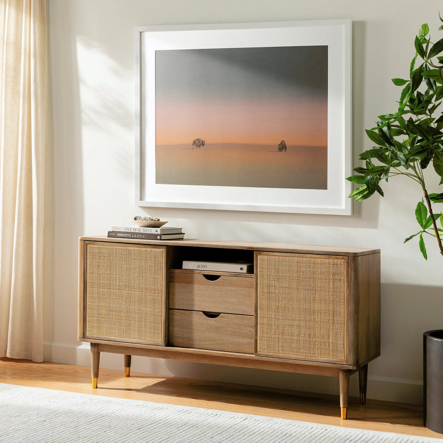 004 SI-1923431 | Lifestyle | Dalma Sideboard - 32764 by Surya in top: wood, base: wood and lacqueredlacquered. Made from top: wood, base: manufactured wood, base: rattan, base: wood in a cottage & farmhouse style.