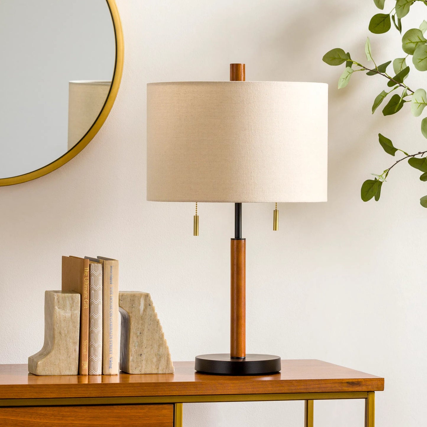 005 SI-1922325 | Lifestyle | Dame - 32534 by Livabliss in body: tan, base: black, shade (outside): beige, shade (inside): white, finial: tan, cord: black and hand paintedwood finishwood finish. Made from shade (outside): linen, shade (inside): polyester, b