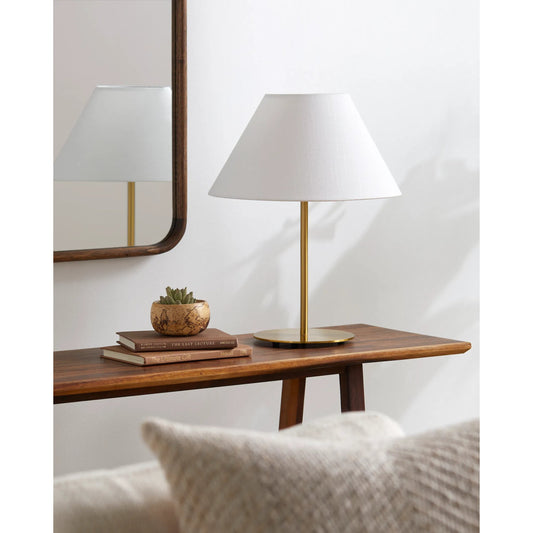 Damita Table Lamp- 528944 by Livabliss in body: gold, base: gold, shade: white, cord: translucent and platedplated. Made from iron, linen in a modern style.