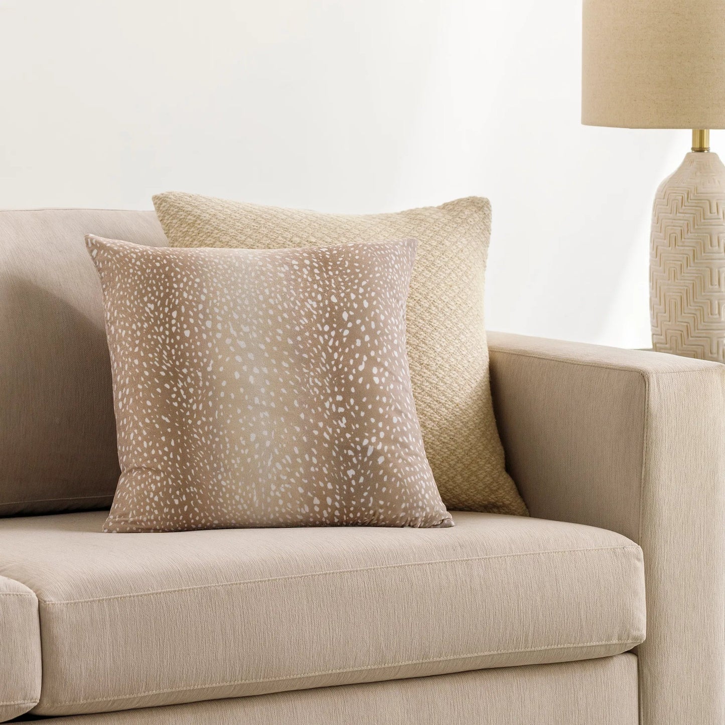 005 SI-1880523,SI-1880524 | Lifestyle | Doe Pillow - 28710 by Surya in tan, cream. Made from 100% polyester in a unique style.