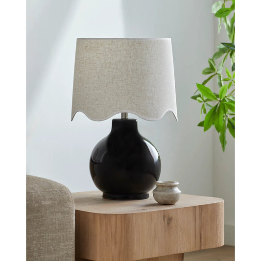 Doheny Table Lamp II by Livabliss in high gloss. Made from ceramic, rattan, metal in a modern style.