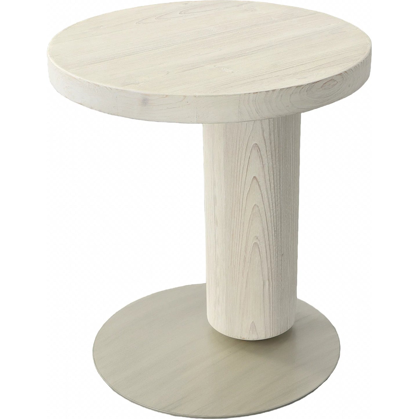 004 SI-2075448 | Unknown | Tacoma Reclaimed Side Table by Arch & Plane in white, silver and whitewash, brushed nickel finish. Made from reclaimed pine wood, metal in a modern style.