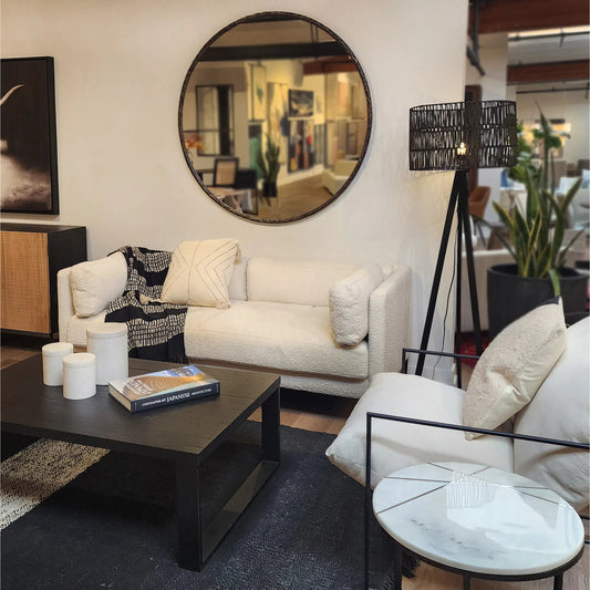 Jasper Hand Forged Iron Mirror by Arch & Plane in grey, silver and natural antique forged iron, polished flat mirror finish. Made from iron, glass mirror in a modern style.