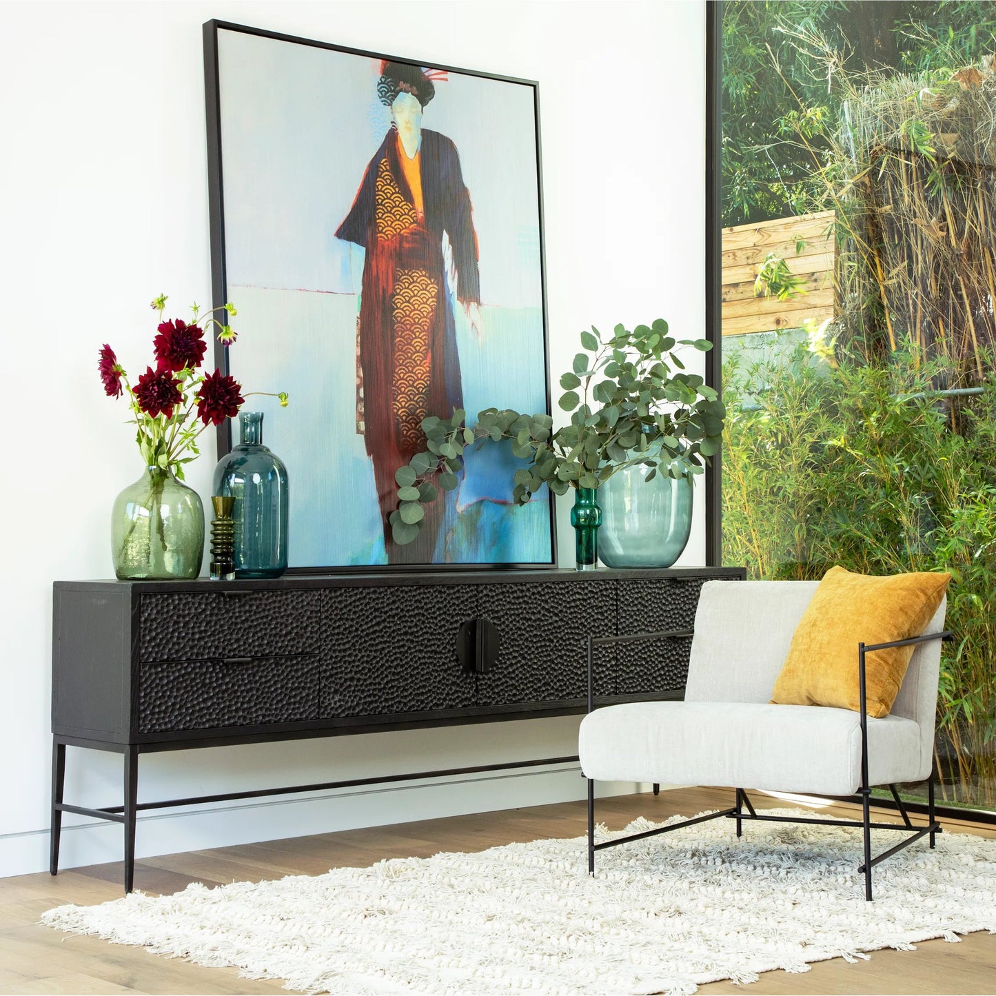 005 SI-2075402 | Lifestyle | Onyx Modern Textured Sideboard by Arch & Plane in black. Made from oak, pine wood, iron in a modern style.
