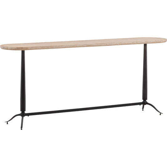 Fabiana Console Table by Arch & Plane in light natural, black. Made from oak wood, iron in a transitional style.