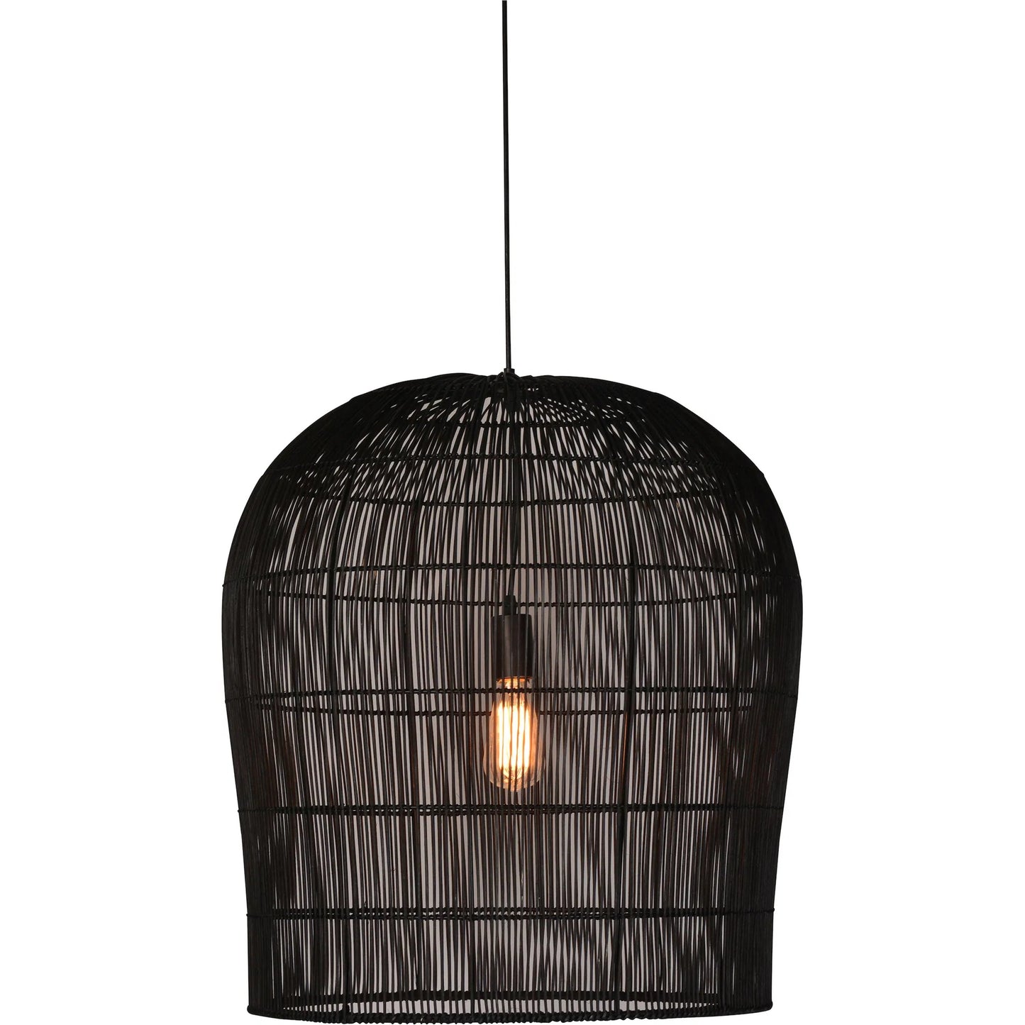 001 SI-2075310 | Primary Silo | Emeline Iron and Rattan Pendant Light by Arch & Plane in black and black finish. Made from iron, rattan in a cottage & farmhouse style.