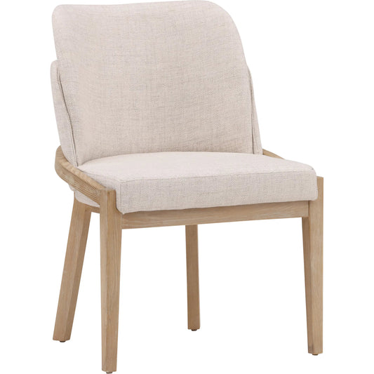 Jacquelyn Dining Chair by Arch & Plane in beige, light natural. Made from polyester upholstery, elm wood in a transitional style.