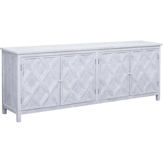 Bernhard Reclaimed Pine White-Washed Sideboard by Arch & Plane in white wash. Made from reclaimed pine in a modern style.