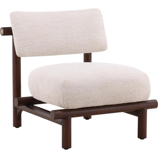 Adriel Occasional Chair by Arch & Plane in cream, brown. Made from basketweave fabric, mindi wood in a transitional style.