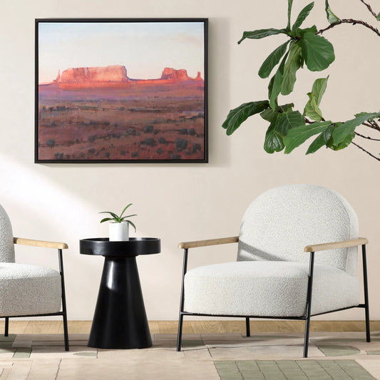 Blake Occasional Chair by Arch & Plane in black metal frame with natural wood armrests, beige boucle fabric. Made from mindi wood, metal frame with polyester blend upholstery in a transitional style.