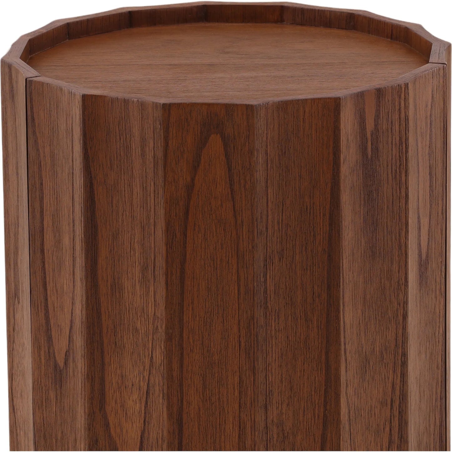 003 SI-2532780 | Closeup | Meryl Side Table by Arch & Plane in brown. Made from mindi wood veneer in a unique style.