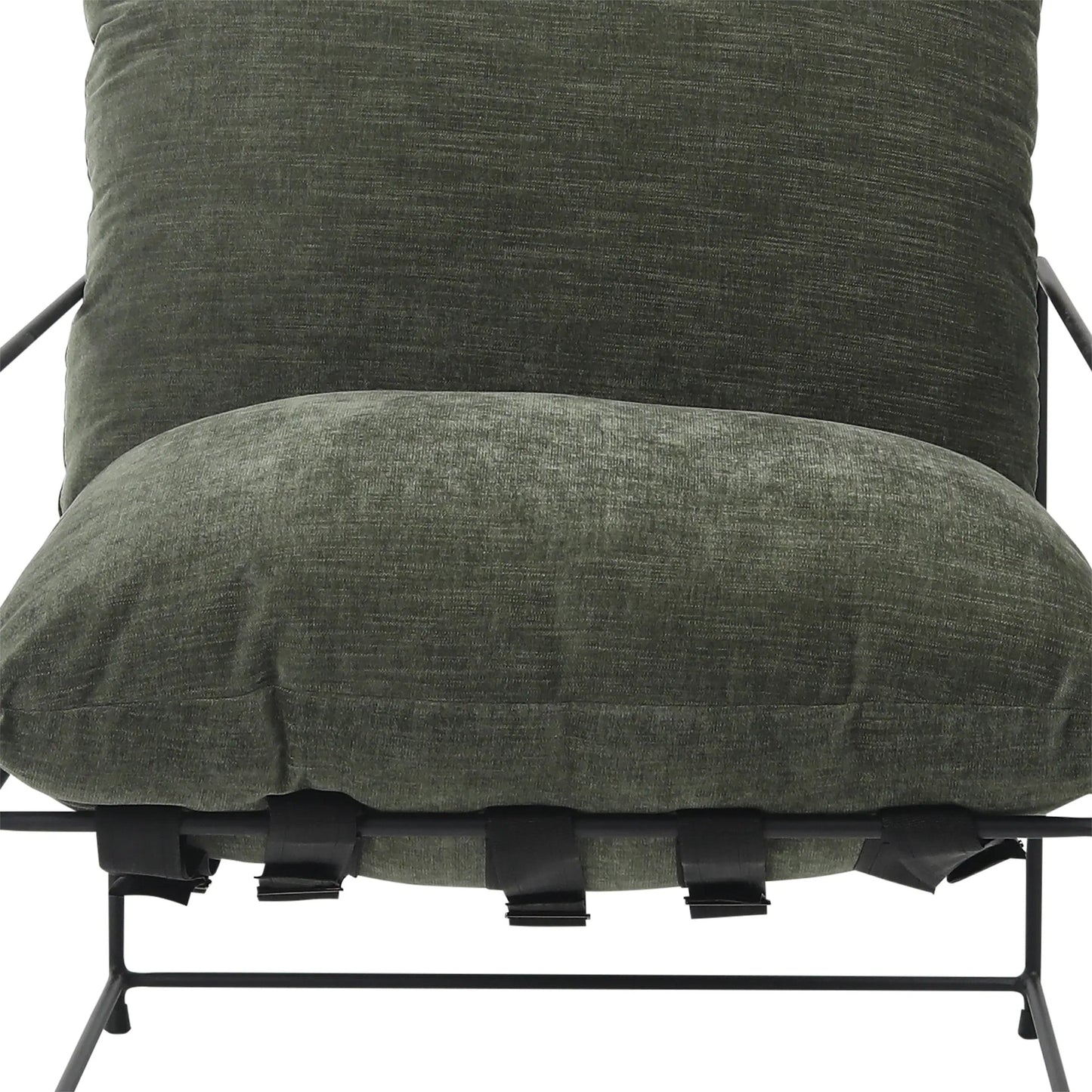 002 SI-2350542 | Additional Silo | Inska Occasional Chair by Arch & Plane in fern green with black iron frame. Made from low pile chenille upholstery with metal frame in a unique style.