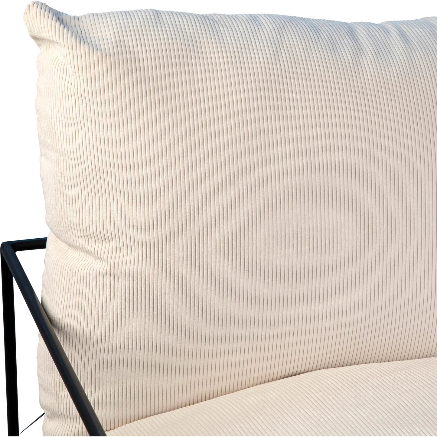 004 SI-1924330 | Closeup | Gerhard Natural White Corduroy Arm Chair by Arch & Plane in natural white, black and upholstered. Made from corduroy in a modern style.