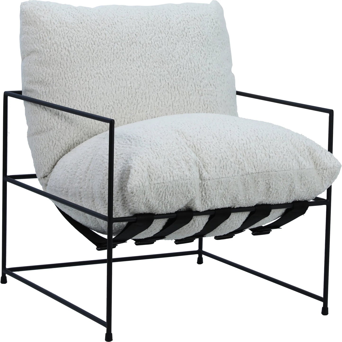 001 SI-1924340 | Primary Silo | White Sheep Skin Upholstered Arm Chair by Arch & Plane in natural white, black and upholstered. Made from sheepskin in a modern style.