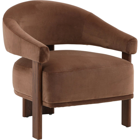 Averie Occasional Chair by Arch & Plane in hudson chocolate, brown. Made from polyester velvet fabric, ash wood in a modern style.