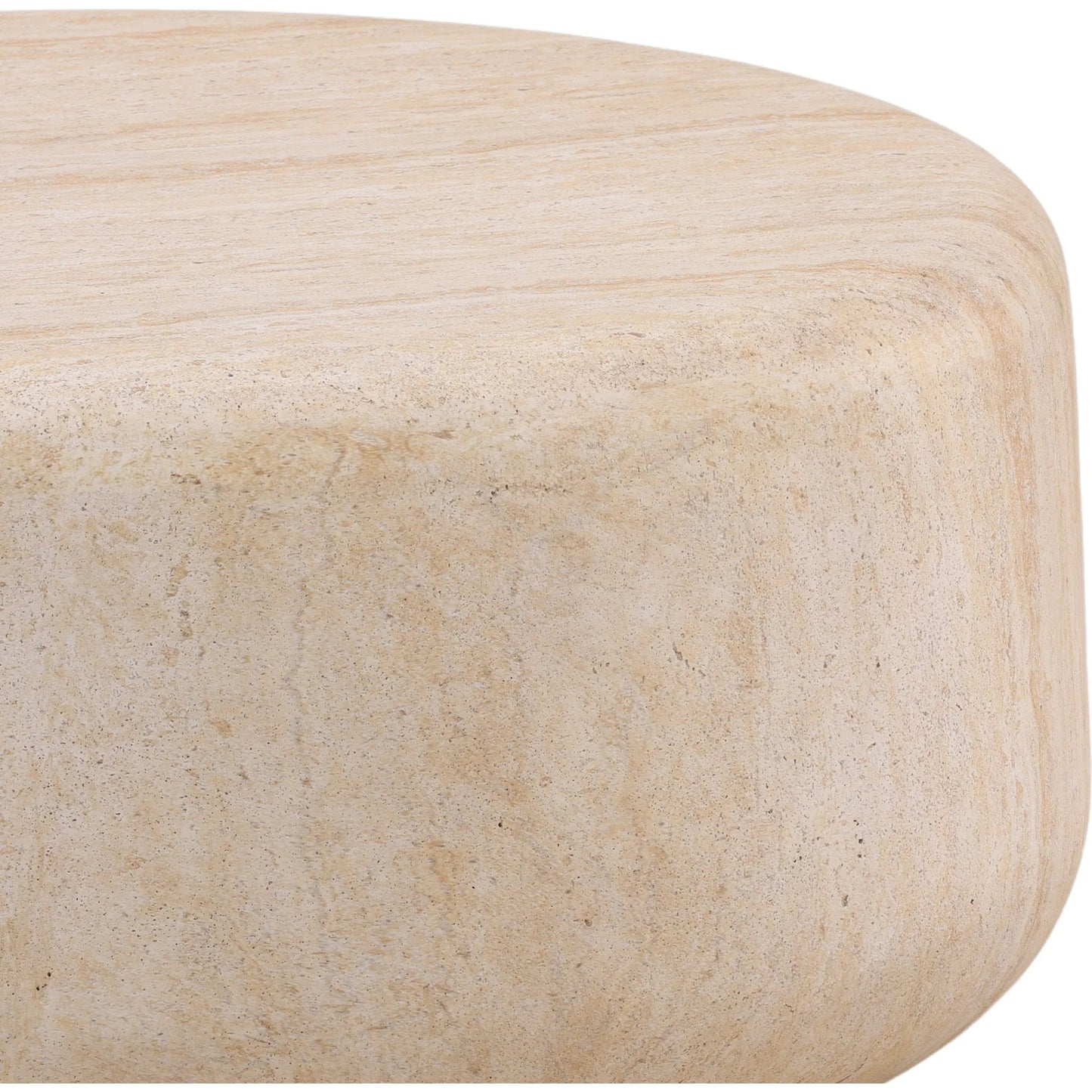 003 SI-2532799 | Closeup | Davonte Coffee Table by Arch & Plane in faux travertine. Made from lightweight concrete in a unique style.