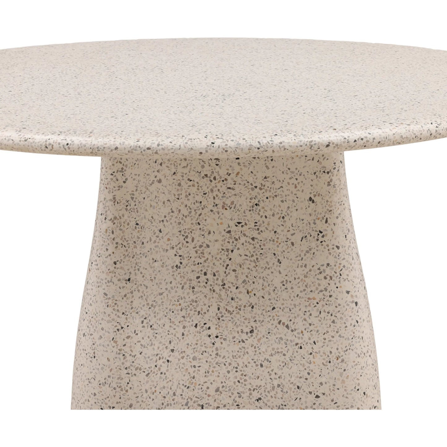 004 SI-2532803 | Closeup | Halie Outdoor Dining Table by Arch & Plane in off white, multi-tone terrazzo. Made from terrazzo in a unique style.