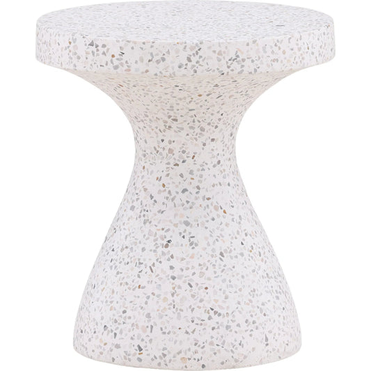 Fleta Terrazzo Indoor/Outdoor Side Table by Arch & Plane in off white. Made from terrazzo in a modern style.