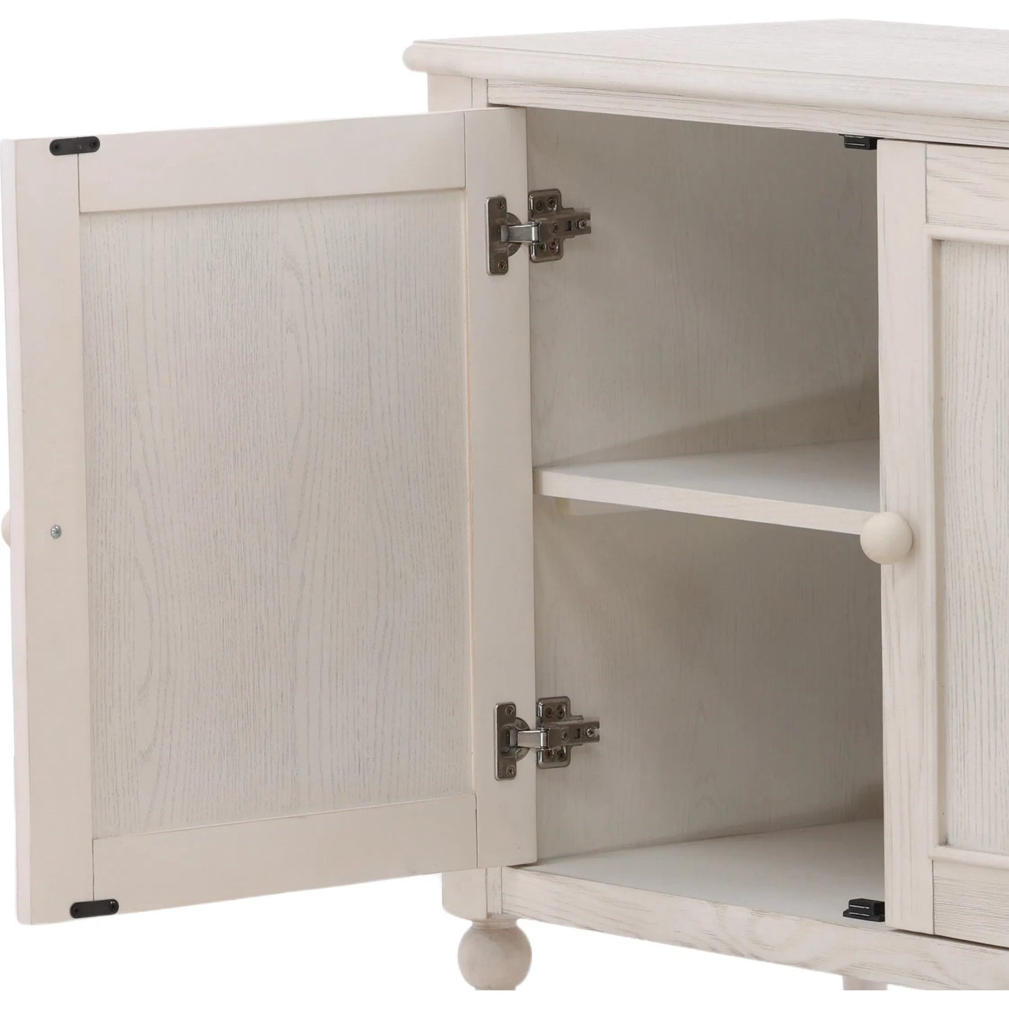 008 SI-2440523 | Closeup | Marcellina Sideboard by Arch & Plane in whitewash. Made from pine wood, oak veneer in a transitional style.