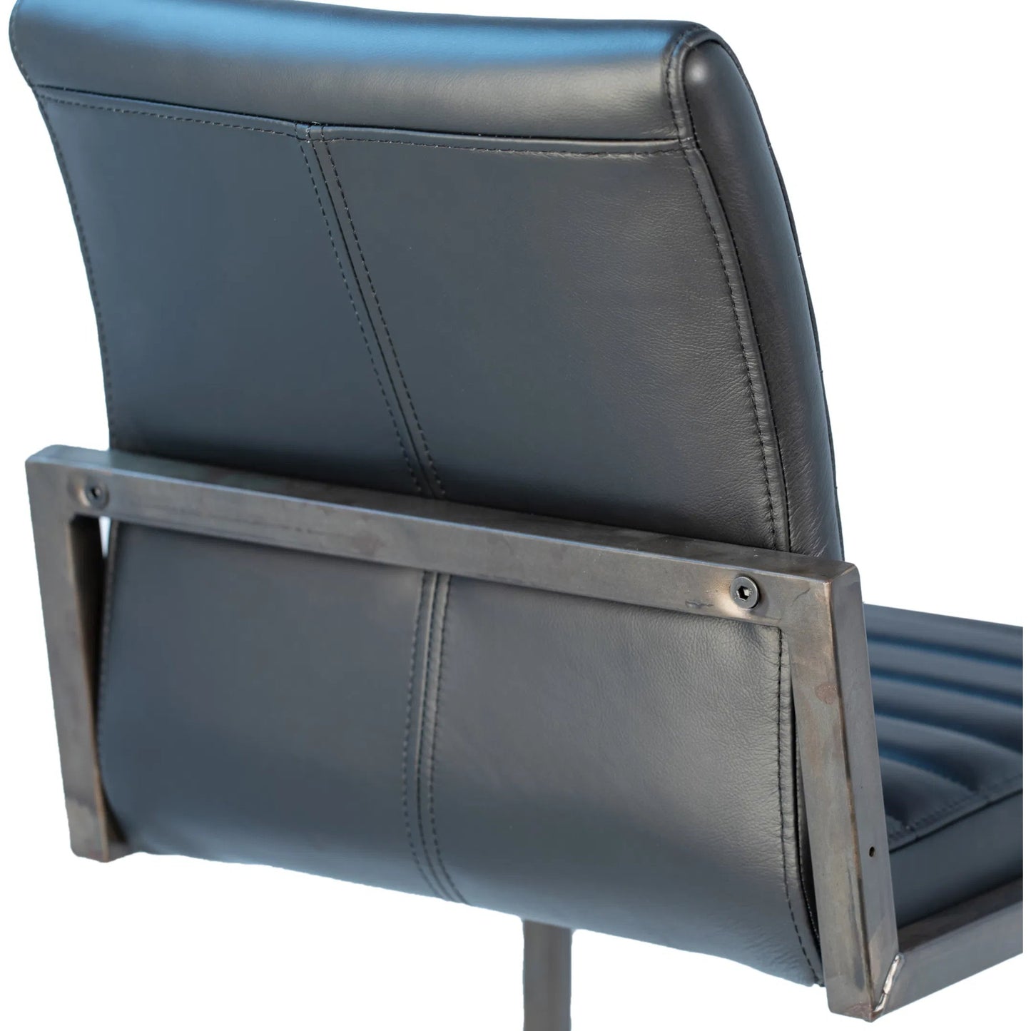006 SI-1924439 | Closeup | Tess Black Leather Counter Stool by Arch & Plane in black. Made from top grain leather in a modern style.