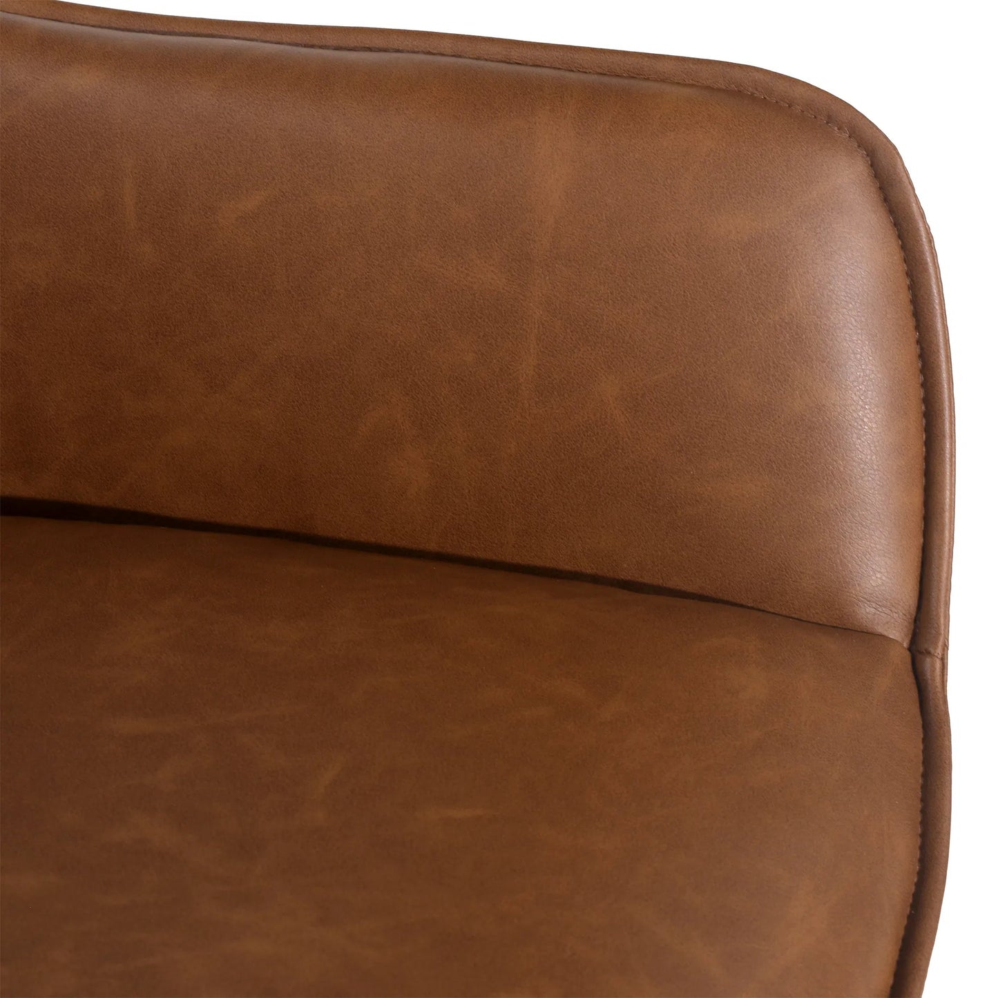 005 SI-2350646 | Closeup | Dannie Dining Chair by Arch & Plane in antique brown, black powder coated legs. Made from pu leather, iron in a traditional style.