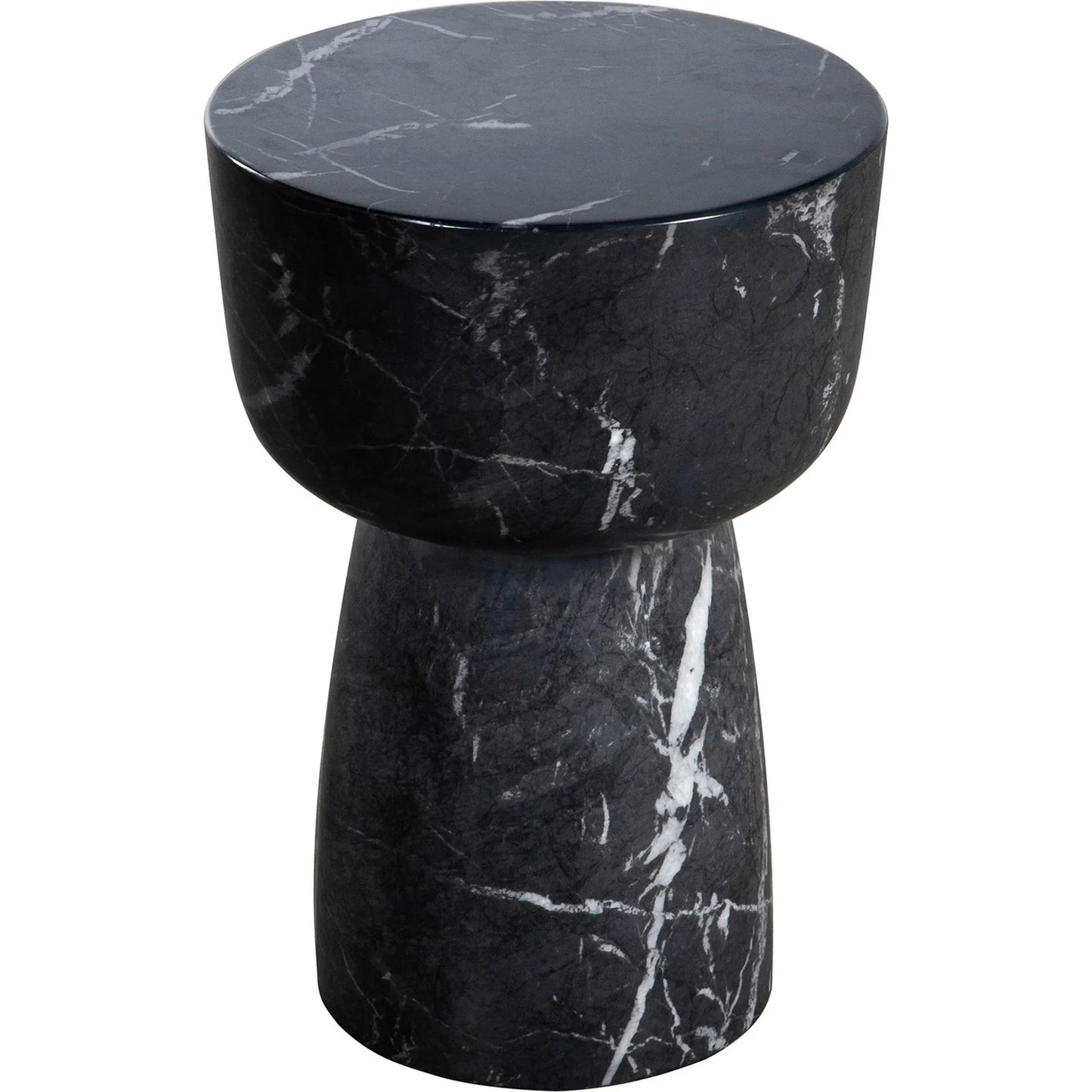 001 SI-2075267 | Primary Silo | Benton Faux Marble Side Table by Arch & Plane in black, white and water-transferred black marble print finish. Made from lightweight concrete in a modern style.