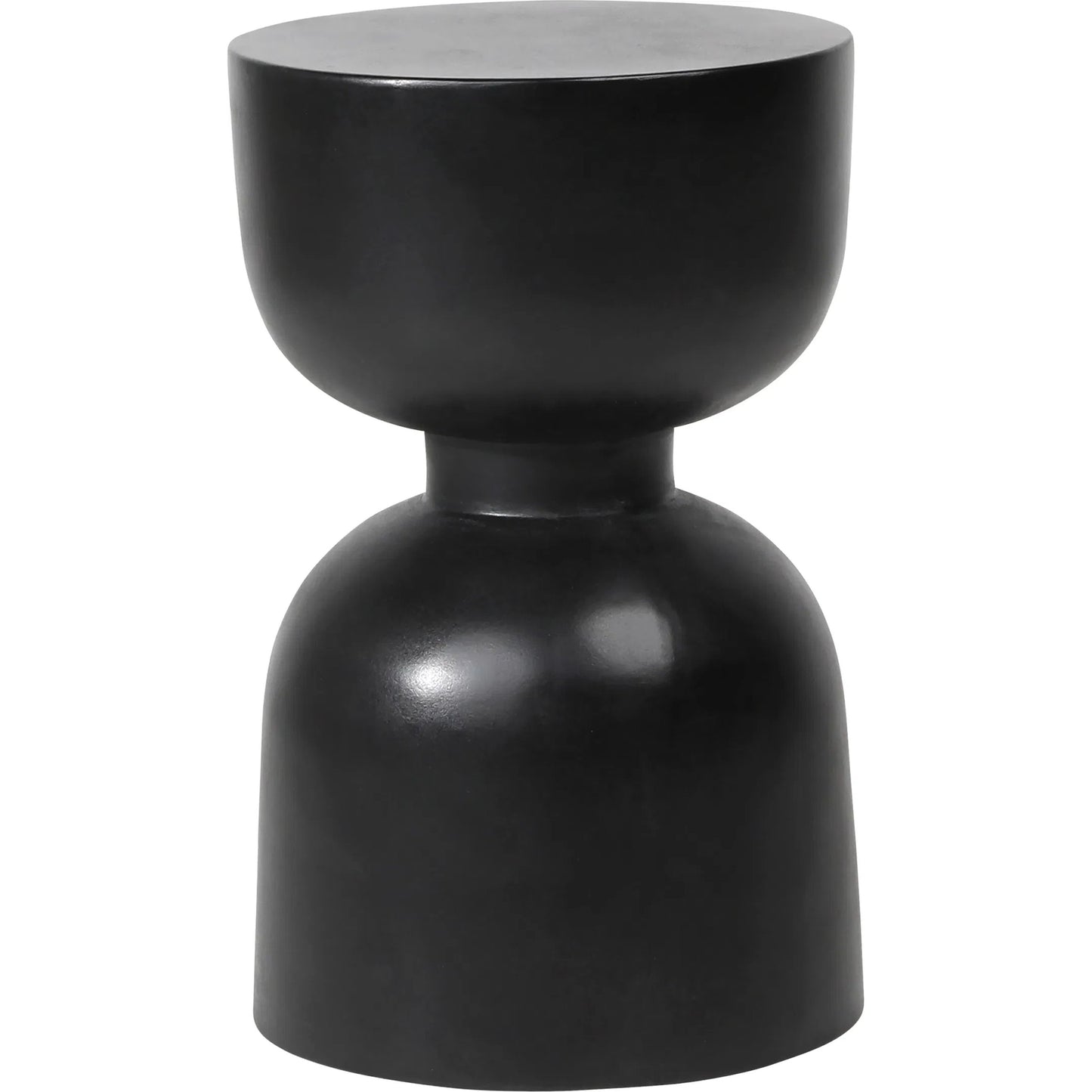 001 SI-2075420 | Primary Silo | Riley Black Hourglass Outdoor Side Table by Arch & Plane in black and smooth black paint with acrylic sealed finish. Made from lightweight concrete in a modern style.