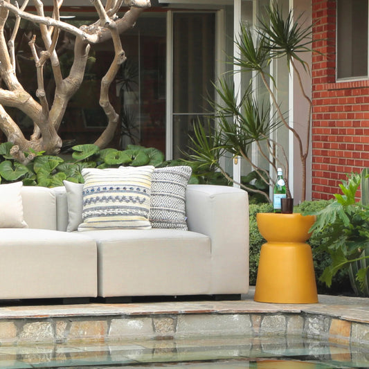 Ashlynn End Table by Arch & Plane in yellow. Made from lightweight concrete in a eclectic & global style.