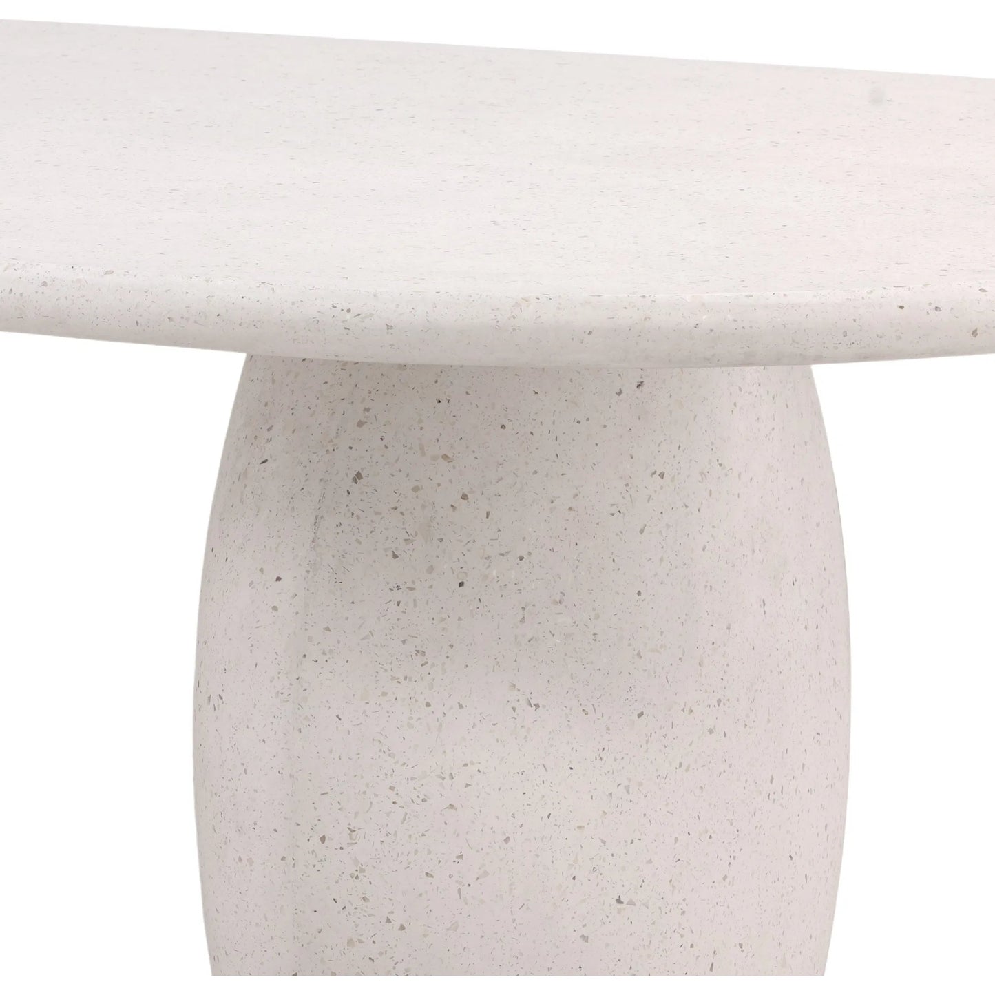 005 SI-2532892 | Closeup | Quincy Outdoor Dining Table by Arch & Plane in ivory. Made from lightweight concrete terrazzo in a unique style.