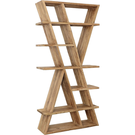 Violet Bookcase by Arch & Plane in distressed natural finish. Made from reclaimed teak wood in a transitional style.