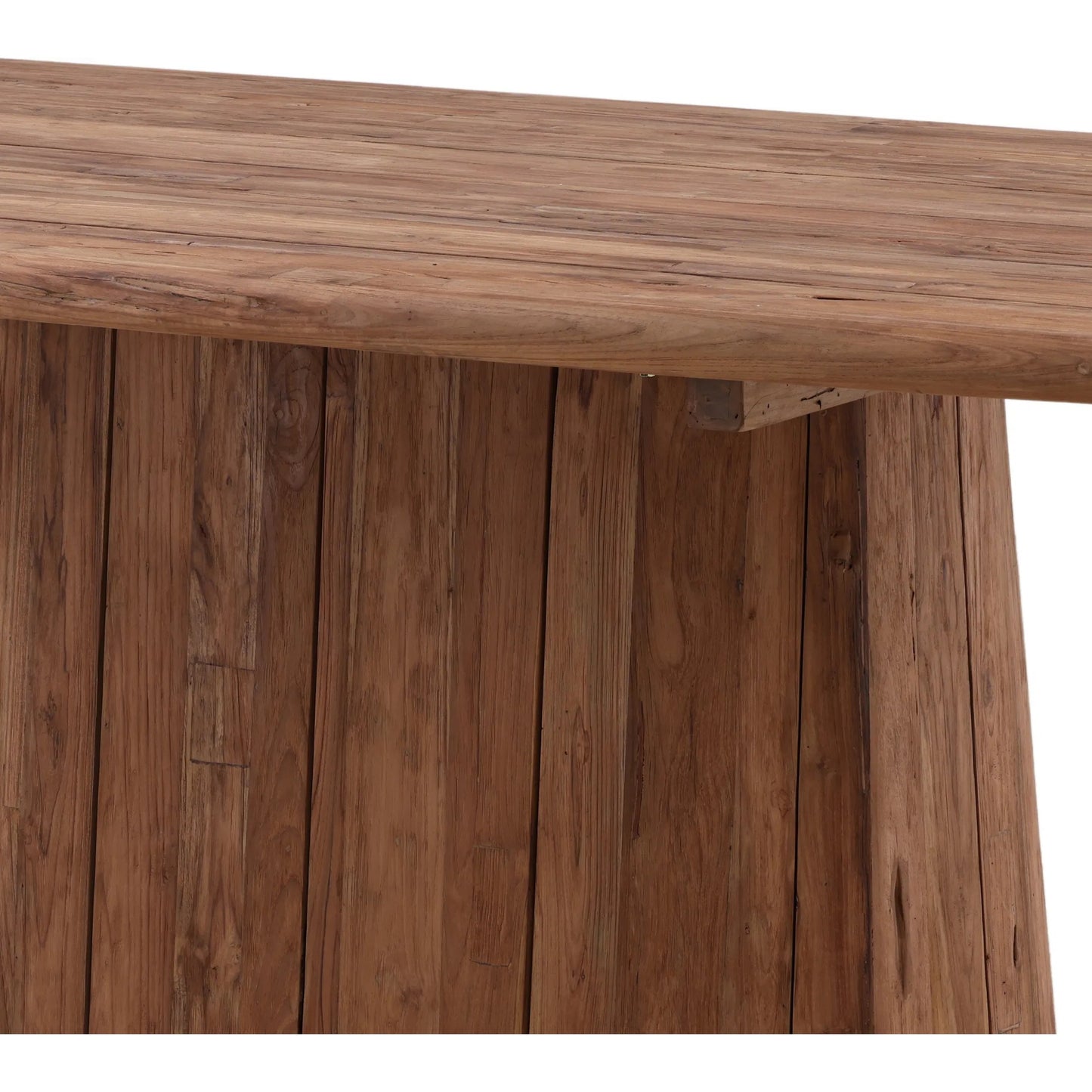 005 SI-2532895 | Closeup | Buck Outdoor Dining Table by Arch & Plane in natural. Made from reclaimed teak wood in a unique style.