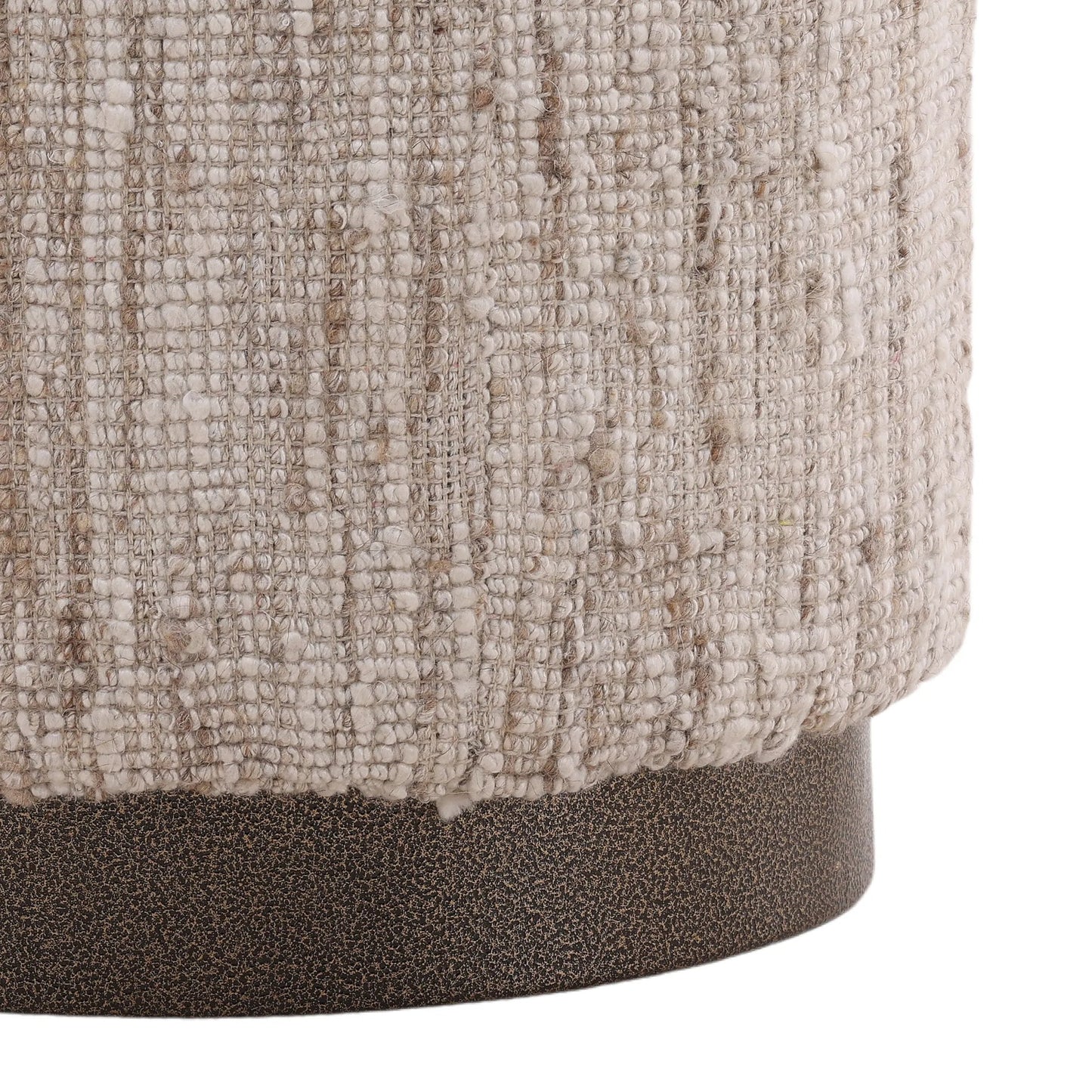 003 SI-2350699 | Closeup | Florrie Stool by Arch & Plane in beige. Made from hand spun yarn in a rustic style.