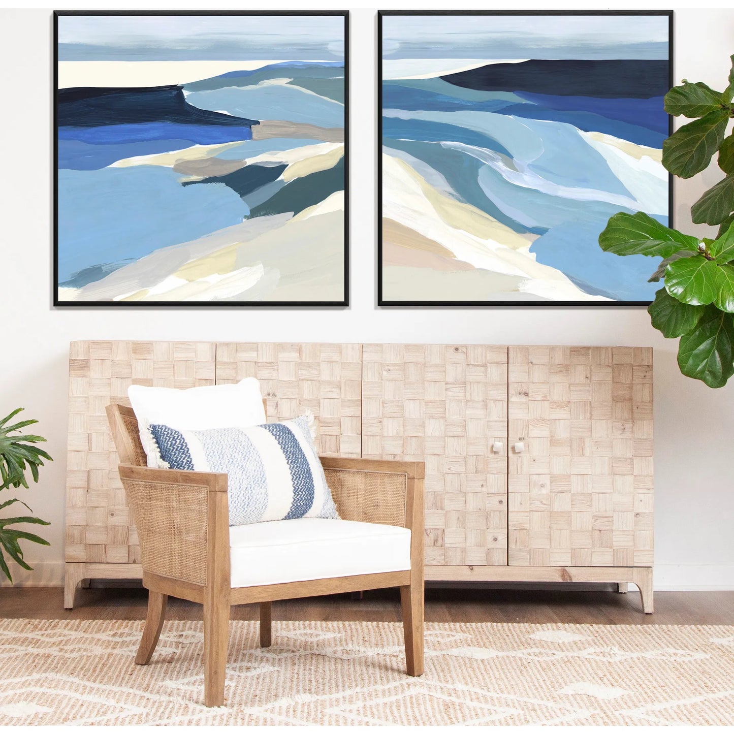 007 SI-2075366 | Lifestyle | Leroy Upholstered Rattan Occasional Chair by Arch & Plane in white, natural, brown and natural rattan with off-white upholstery finish. Made from oak wood, rattan, cotton blend upholstery in a cottage & farmhouse style.